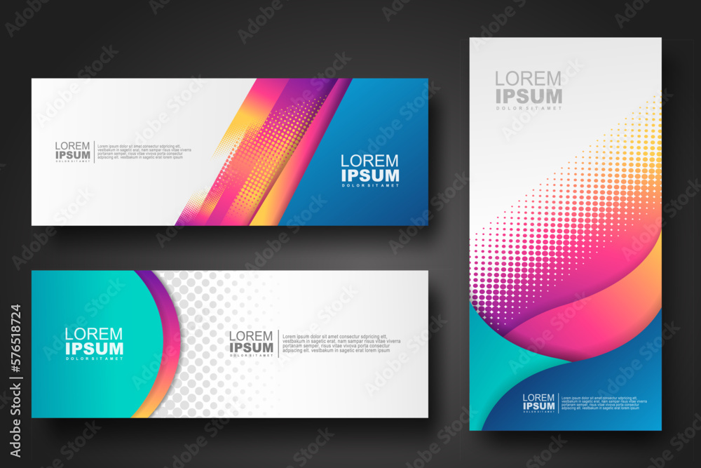 Fototapeta premium Banner set design template in trendy dynamic gradient colors