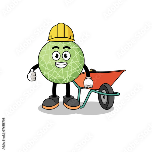 melon fruit cartoon as a contractor
