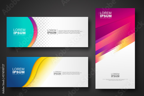 Banner set design template in trendy dynamic gradient colors