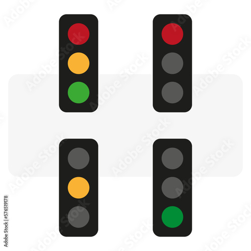 set with traffic lights. Vector illustration. photo