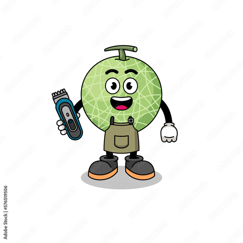 Obraz premium Cartoon Illustration of melon fruit as a barber man