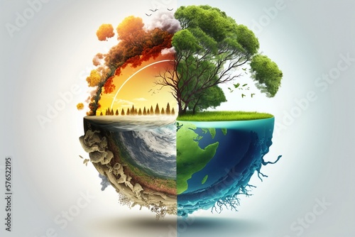 *Illustration of the impact of climate change on the environment, focusing on the theme of ESG generative ai
