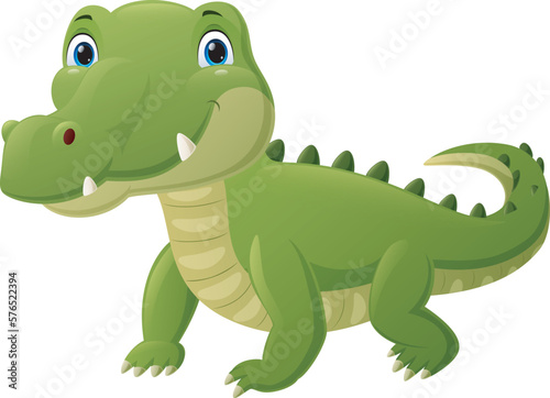 Cute baby crocodile cartoon on white background © dreamblack46