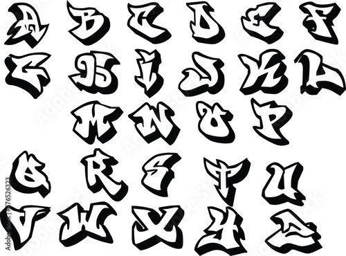 Graffity grunge font vector alphabet