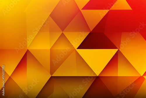 Yellow orange red abstract background for design. Geometric shapes. Triangles, squares, stripes, lines. Color gradient. Modern, futuristic. Light dark shades. Web banner Generative AI