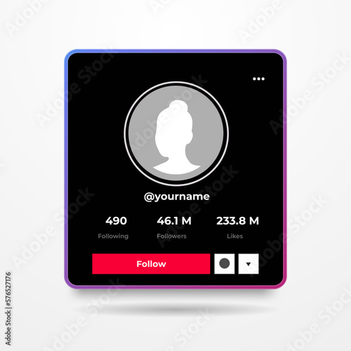 TikTok account profile interface concept for your social media promotion. Social Media Template.