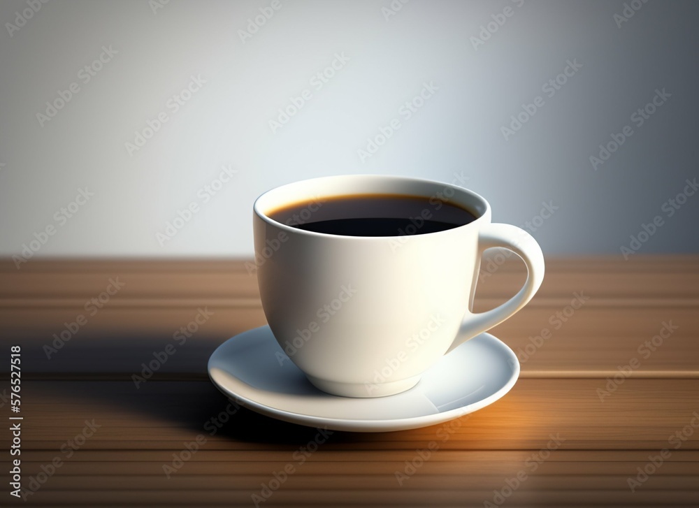 White coffee mug on the top of a desk, empty cup isolated for design, generative Ai White coffee mug on the top of a desk, empty cup isolated for design, generative Ai