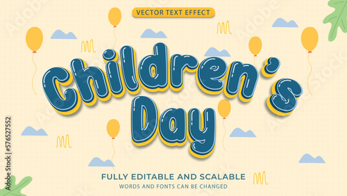cartoon style and cute text effect, fun, happy kids theme editable