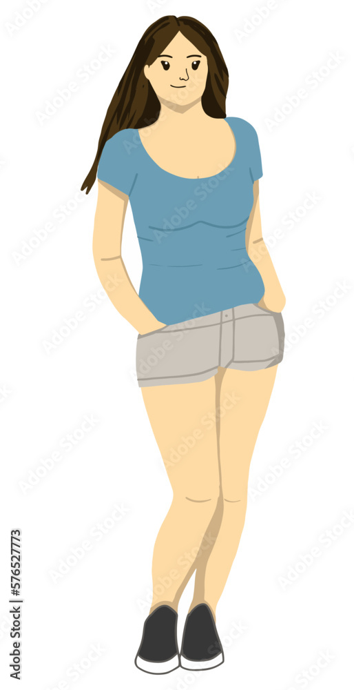 Woman in shorts posing , vector woman Woman in shorts posing , vector woman