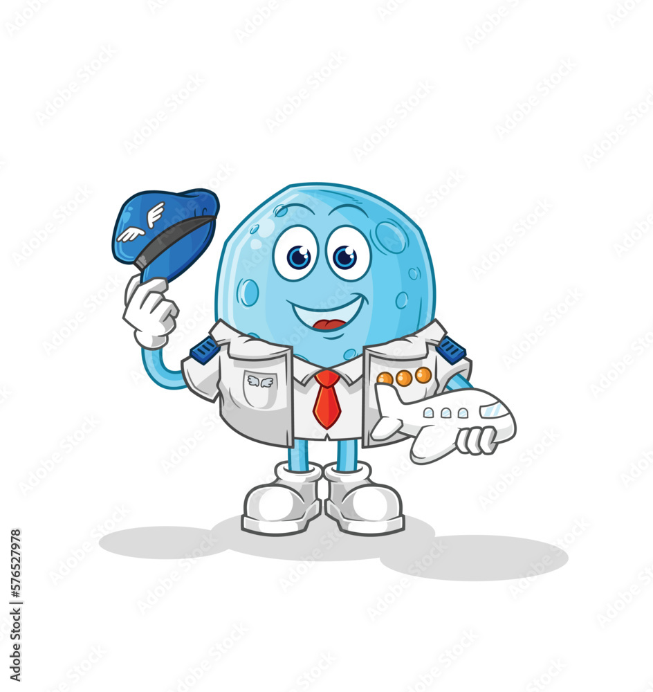 blue moon pilot mascot. cartoon vector