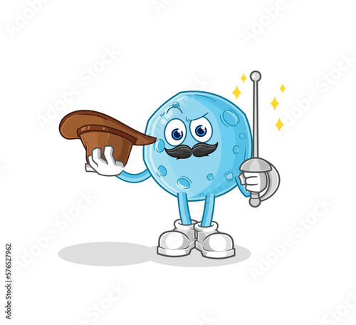 blue moon fencer character. cartoon mascot vector