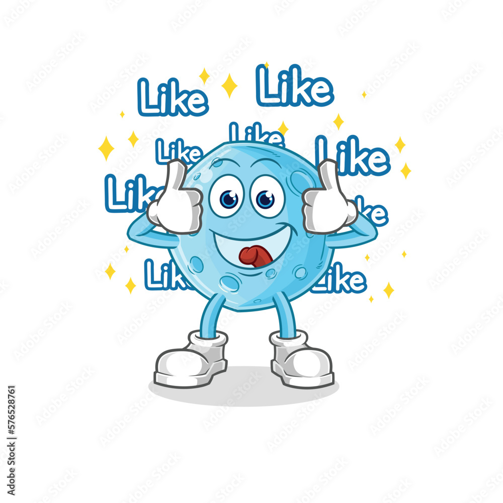 blue moon give lots of likes. cartoon vector