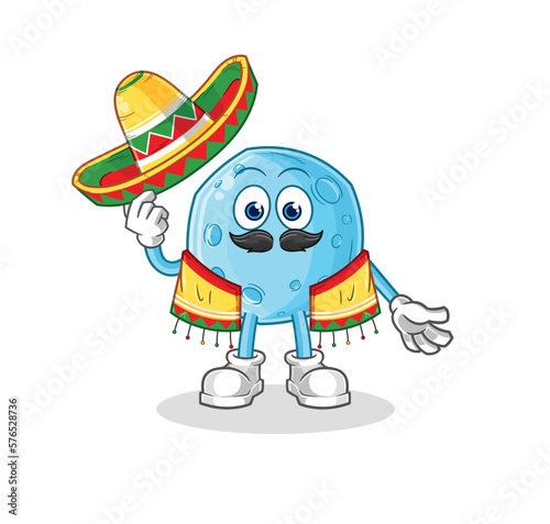 blue moon Mexican culture and flag. cartoon mascot vector