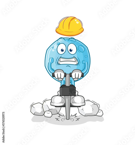 blue moon drill the ground cartoon character vector