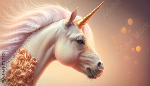 Unicorn with magic background. Created with Generative AI.