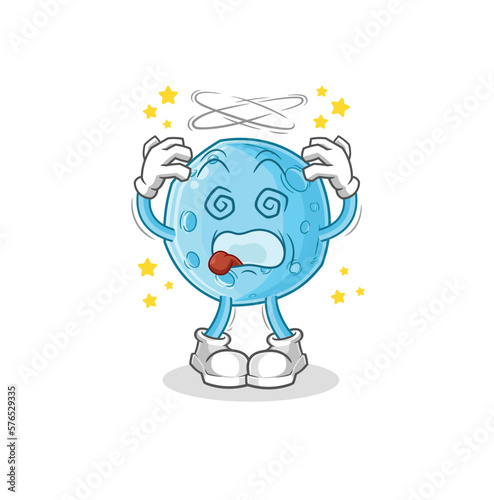 blue moon dizzy head mascot. cartoon vector