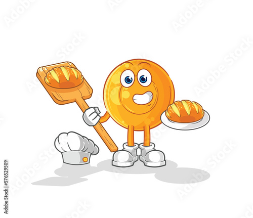 throat lozenges baker with bread. cartoon mascot vector