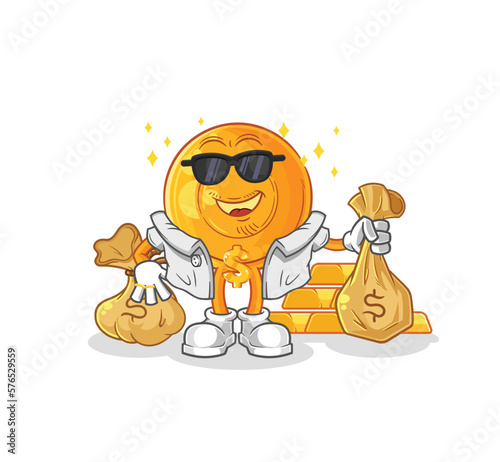 throat lozenges rich character. cartoon mascot vector