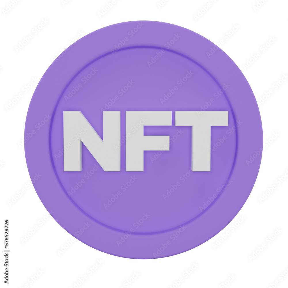 3D Render Yellow NFT Logo Coin. 3D Render Yellow NFT Logo Coin.