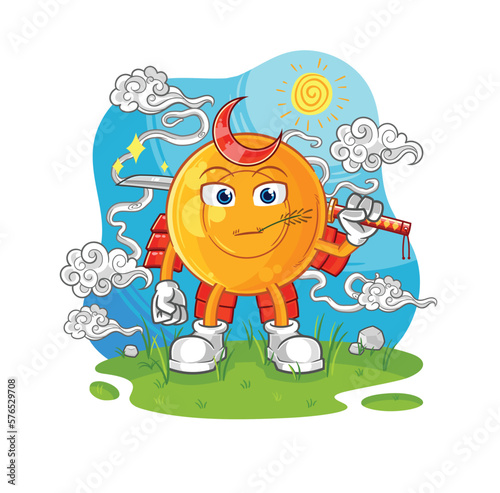 throat lozenges samurai cartoon. cartoon mascot vector