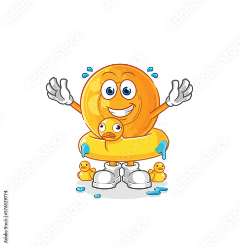 throat lozenges with duck buoy cartoon. cartoon mascot vector