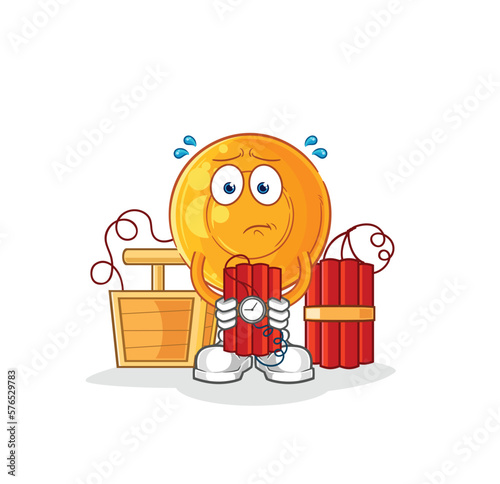 throat lozenges holding dynamite character. cartoon mascot vector