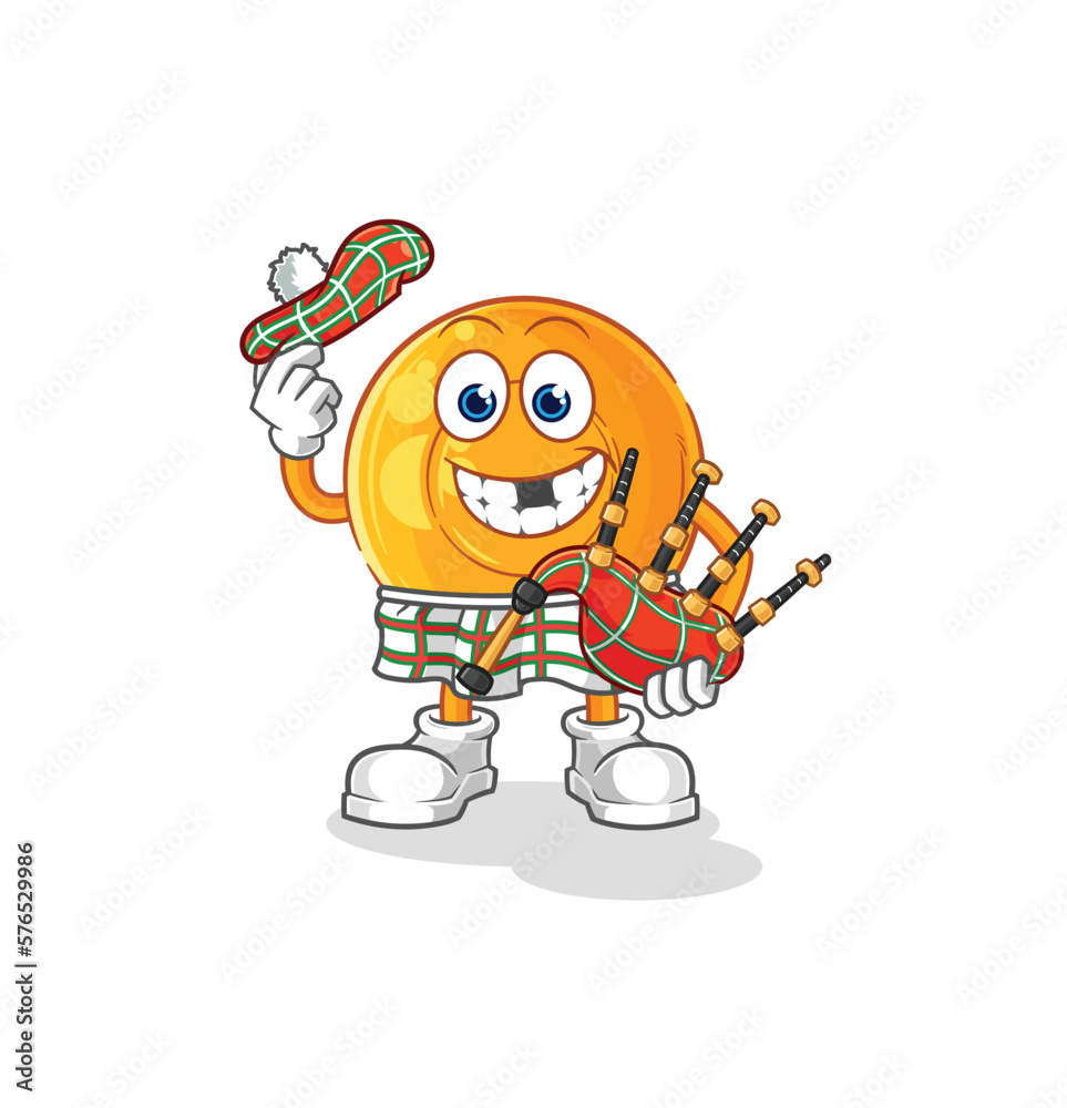 Obraz premium throat lozenges scottish with bagpipes vector. cartoon character