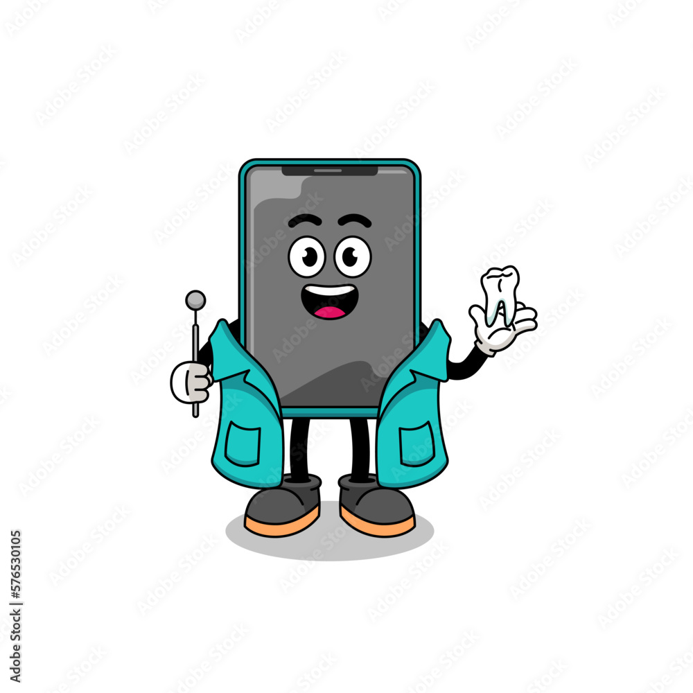 Illustration of smartphone mascot as a dentist