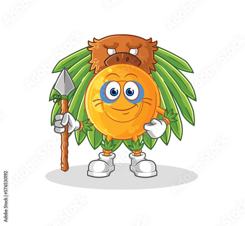 throat lozenges tribal man mascot. cartoon vector