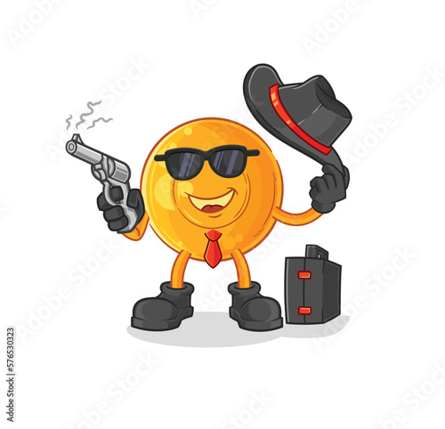 throat lozenges mafia with gun character. cartoon mascot vector