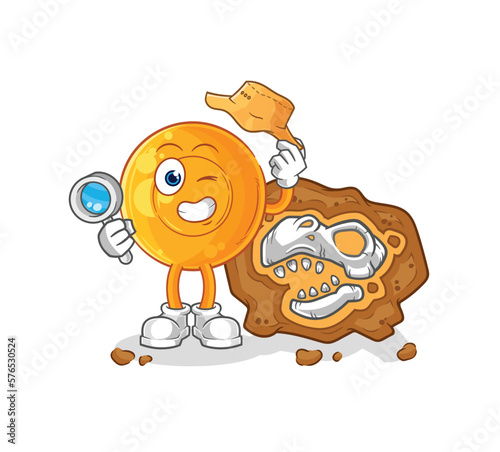 throat lozenges archaeologists with fossils mascot. cartoon vector