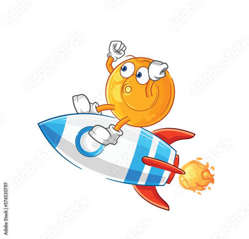 throat lozenges ride a rocket cartoon mascot vector