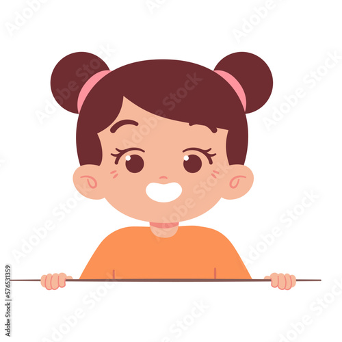 Cute Happy Kids behind a wall