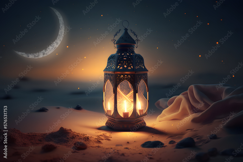 Latern for ramadan kareem night. Generative AI Latern for ramadan kareem night. Generative AI