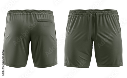 Shorts for Men's, Mockup template, Olive