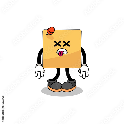 Bilde på lerret sticky note mascot illustration is dead