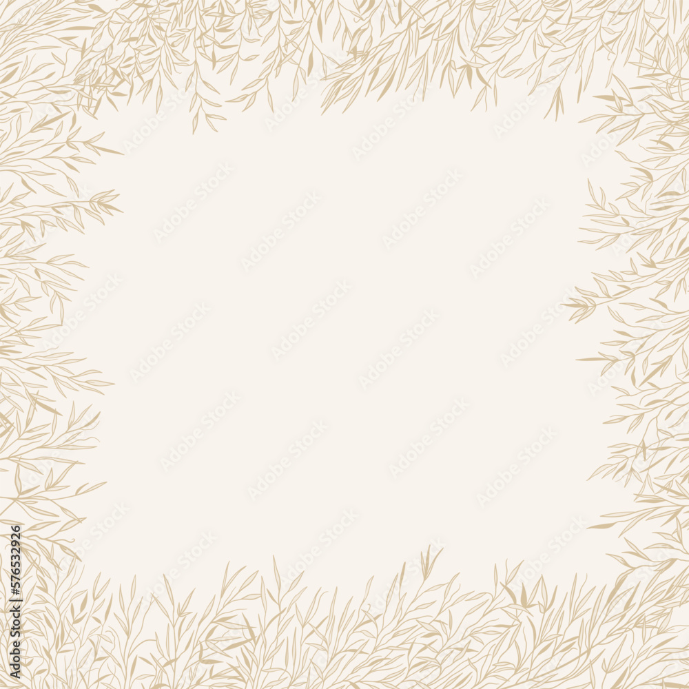 Square frame with pampas grass. Botanical background with dry grass. Natural grey tones. Vector illustration. Sketch. Layout border for greeting card, logos, covers, labels. Square frame with pampas grass. Botanical background with dry grass. Natural grey tones. Vector illustration. Sketch. Layout border for greeting card, logos, covers, labels.