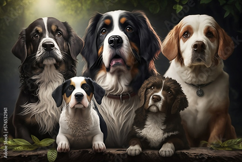 group of dogs Generative AI.