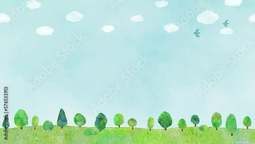 丘と青空の風景のオープニング動画