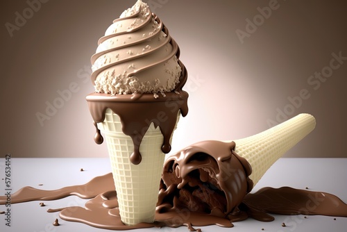 The world's tastiest ice cream is a frozen chocolate spread over Generative AI photo