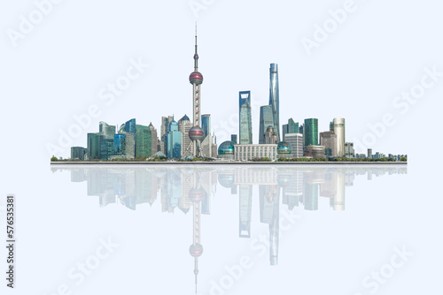 shanghai cityscape and skyline with white background,china. © hallojulie