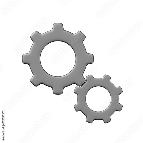 3d cute gear icon minimal style. brainstorm, business, teamwork, leadership concept. 3d render illustration with cilpping mark.