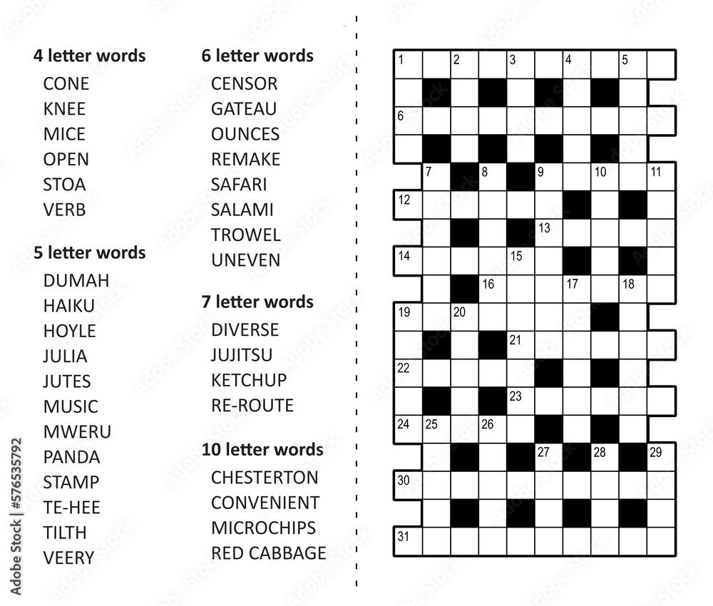 Crossword puzzle game fill in the blanks with the words (from CONE to