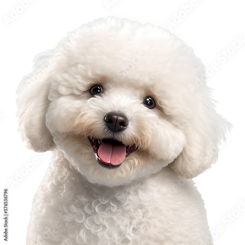 young poodle head portrait, happy dog, isolated background. Generative Ai photo