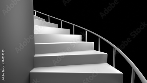 minimal architecture stairway to the sky 3d representation. upward development contemporary staircase