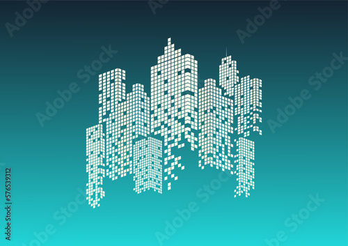 City skyline on a blue background. Vector illustration. Eps 10.
