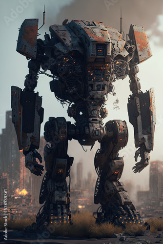 old rusted mech warrior