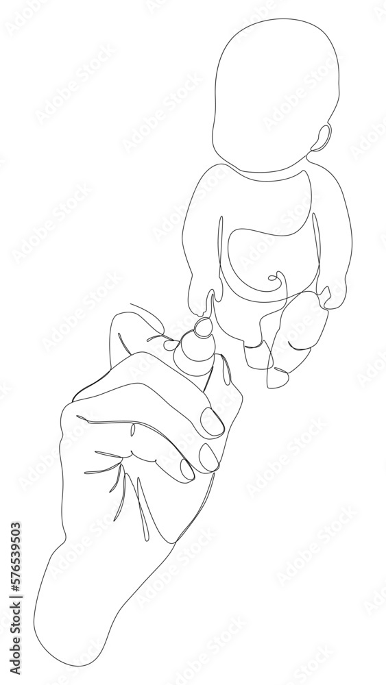 One continuous line of a baby drawn by with felt tip pen. Thin Line Illustration vector concept. Contour Drawing Creative ideas. One continuous line of a baby drawn by with felt tip pen. Thin Line Illustration vector concept. Contour Drawing Creative ideas.