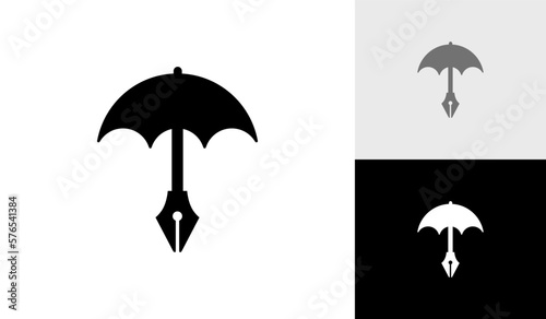 Umbrella with pen logo design for book publisher company