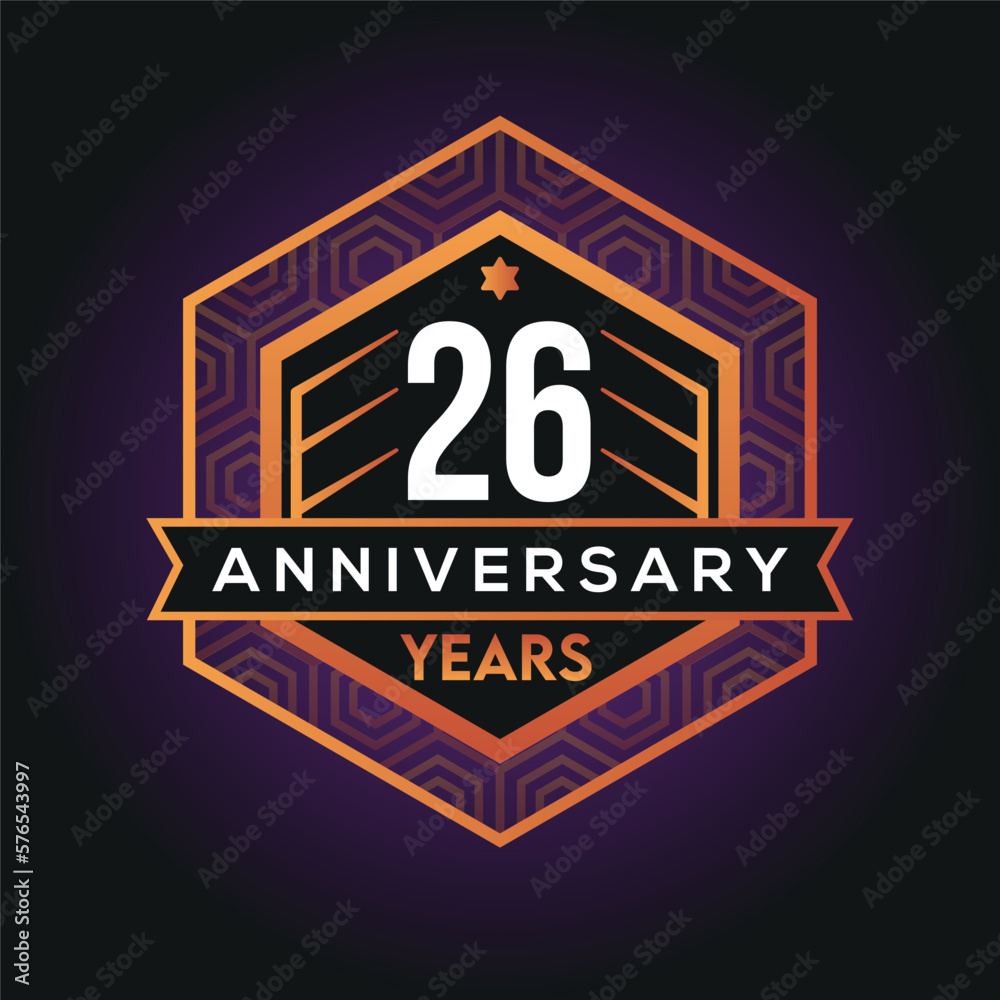 26th year anniversary celebration abstract logo design on vantage black background vector template 26th year anniversary celebration abstract logo design on vantage black background vector template
